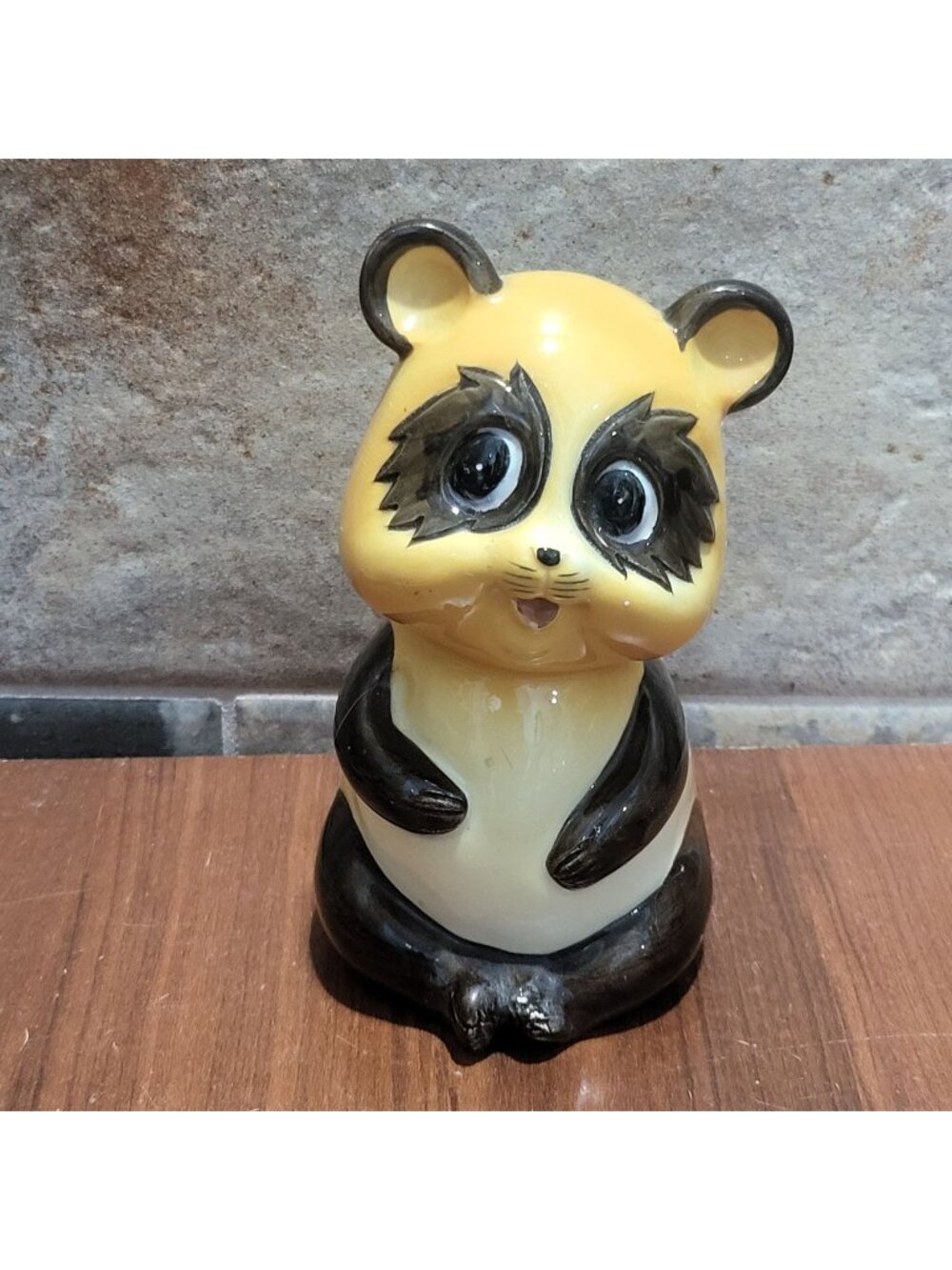 Vintage Ceramic Panda Bear Planter Figurine Mid Century Kitsch Seated Glazed